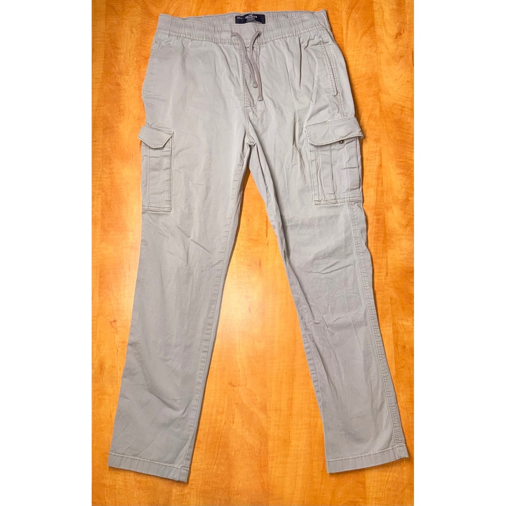 Hollister Mens Epic Flex Slim Cargo Jogger Pants Grey Size‎ M Drawstring Waist